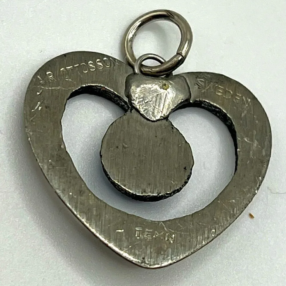Vintage Swedish 1970s A.R. Ottosson pewter heart pendant
